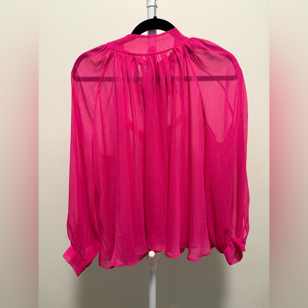 Zara Chiffon Fuchsia Boho Blouse